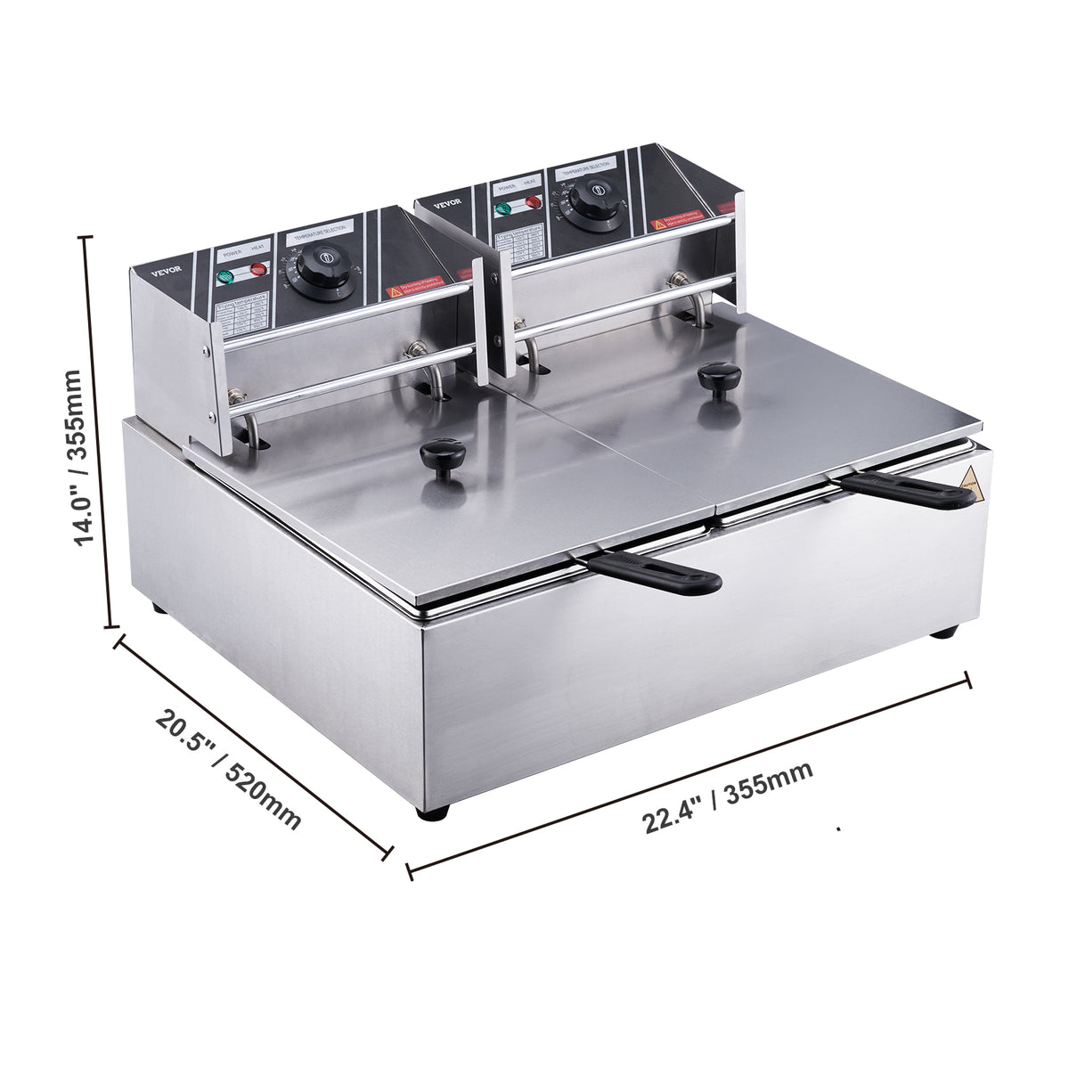 Succebuy 12l Electric Deep Fryer W/Dual Removable Tanks