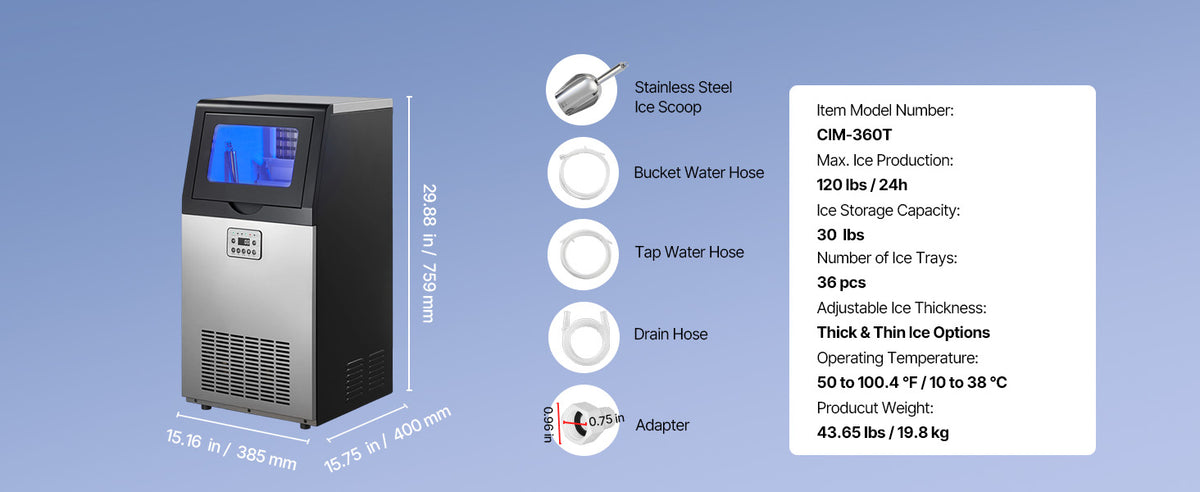Succebuy Commercial Ice Maker Machine 120/150 Lbs/24h 30