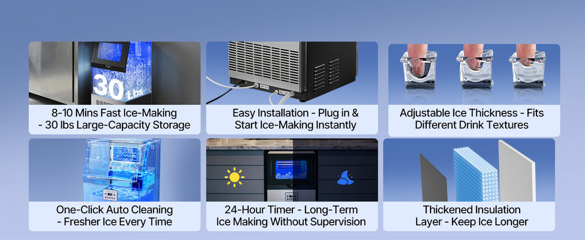 Succebuy Commercial Ice Maker Machine 120/150 Lbs/24h 30