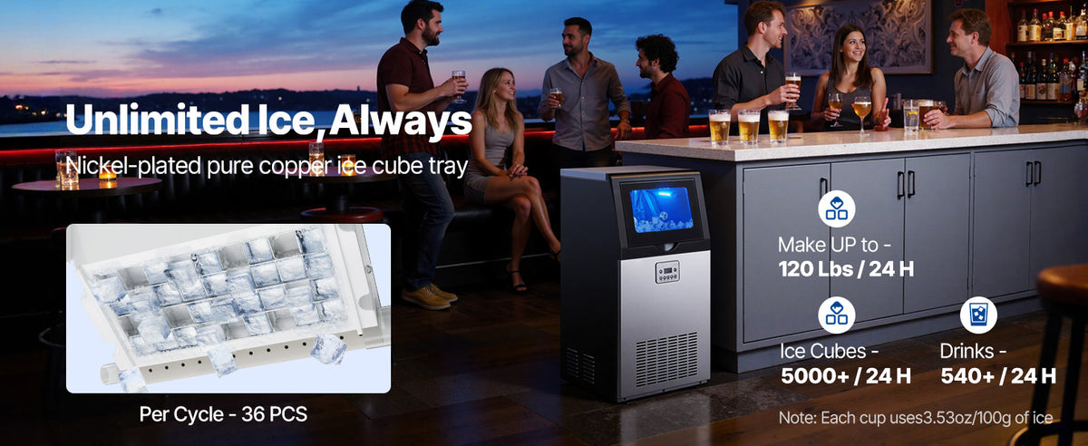 Succebuy Commercial Ice Maker Machine 120/150 Lbs/24h 30