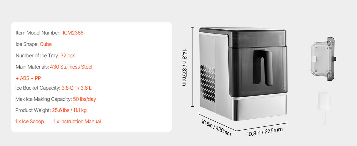 Succebuy Countertop Ice Maker 24/32 Cubes Ready In