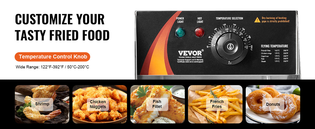 Succebuy 12l Commercial Electric Deep Fryer W/Dual Tanks