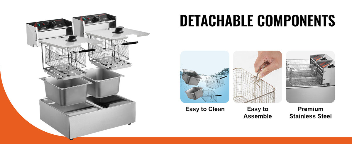 Succebuy 12l Commercial Electric Deep Fryer W/Dual Tanks