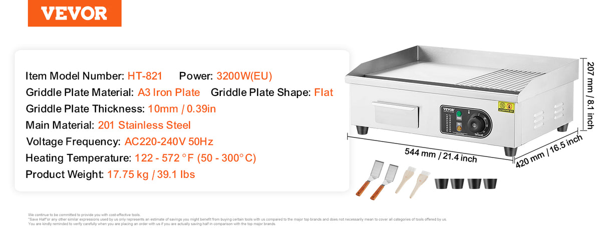 Succebuy 22/30 Inch Commercial Electric Griddle Countertop