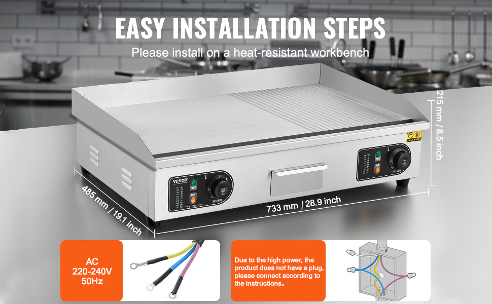 Succebuy 22/30 Inch Commercial Electric Griddle Countertop