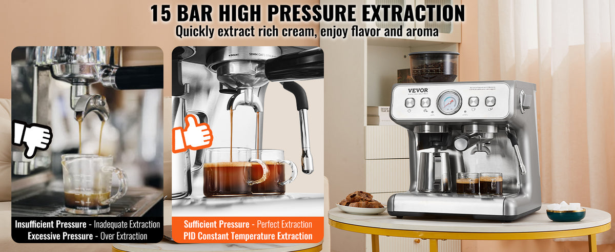 Succebuy Espresso Machine Grinder 15 Bar Semi-Automatic Espresso