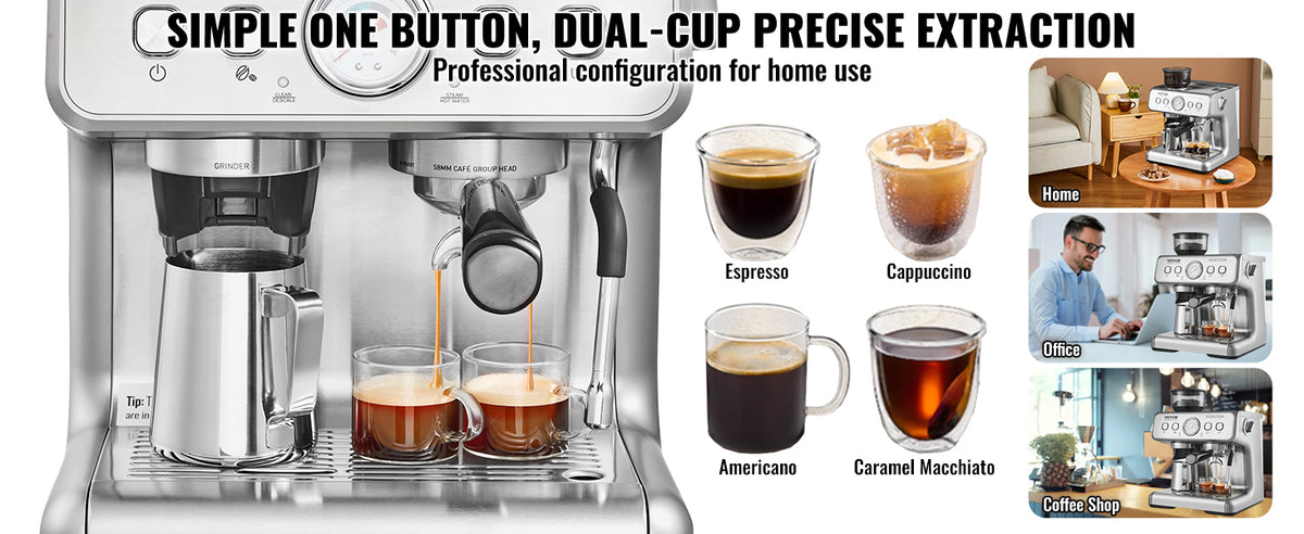 Succebuy Espresso Machine Grinder 15 Bar Semi-Automatic Espresso
