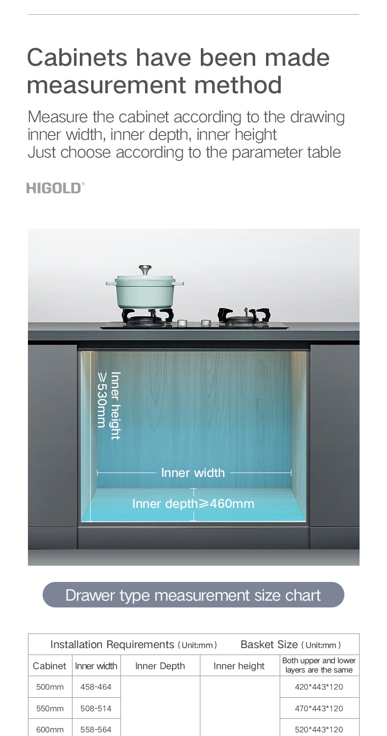 Higold 500mm Cabinet Pull Basket Double Drawer Dish