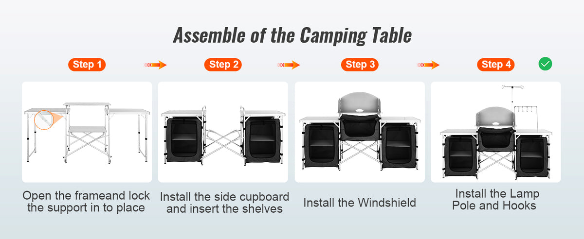 Succebuy Camping Table Cabinet Folding Cooking Storage Rack
