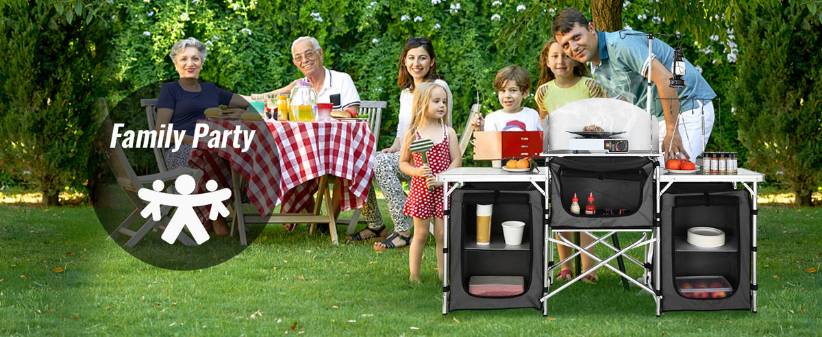Succebuy Camping Table Cabinet Folding Cooking Storage Rack
