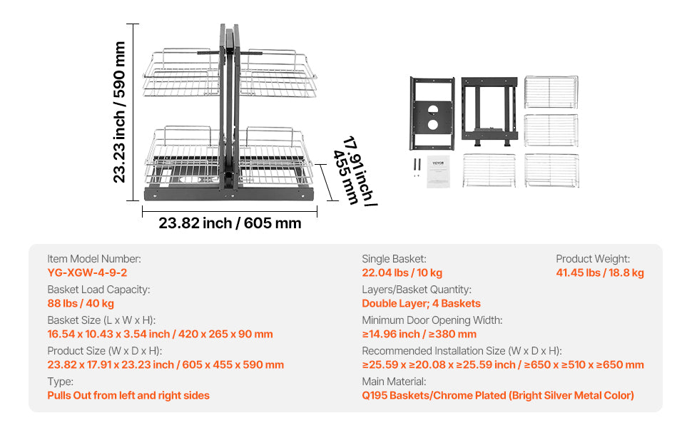 Vevor 2/3tier Opening Blind Corner Pull Out Organizer