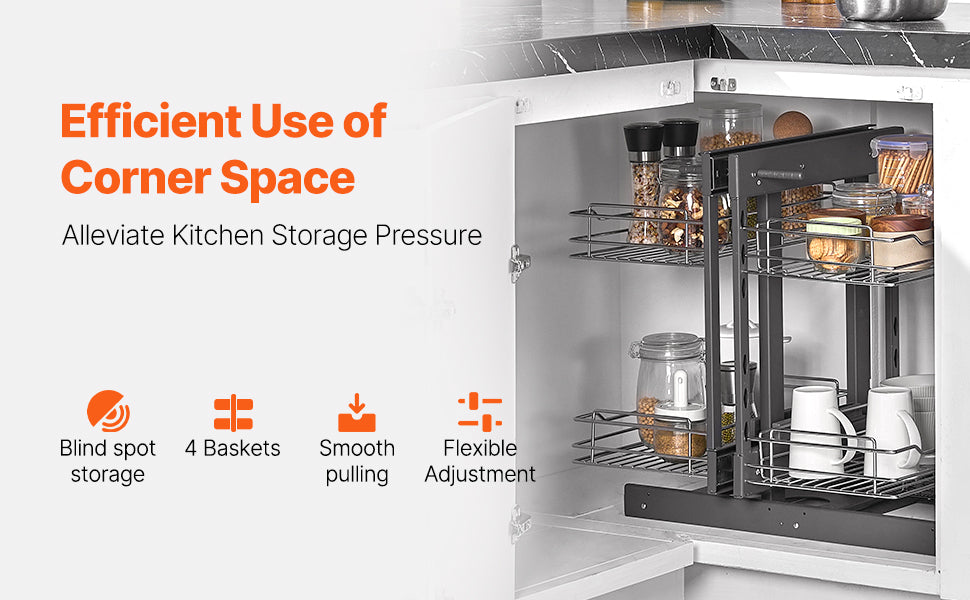 Succebuy 2/3tier Opening Blind Corner Pull Out Organizer