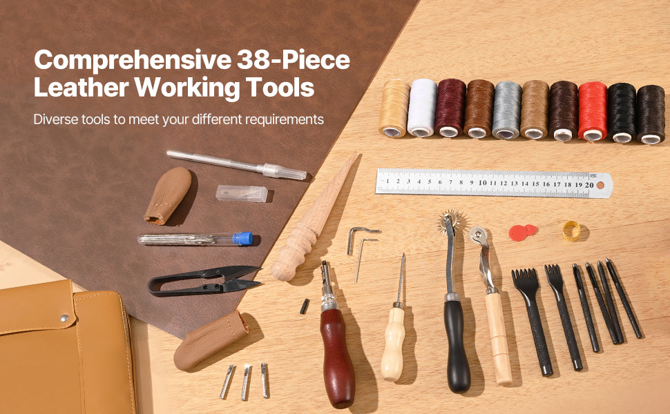 Succebuy 38/59/61/72/92pcs Leather Working Kit Leather Craft