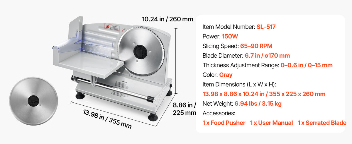 Succebuy 7-10 Inch Meat Slicer Electric Deli Slicer