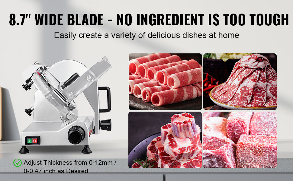 Succebuy Meat Slicer 8/10inch Carbon Steel Blade Electric