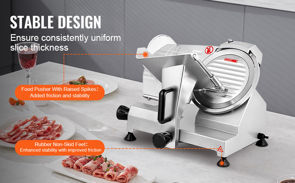 Succebuy Meat Slicer 8/10inch Carbon Steel Blade Electric