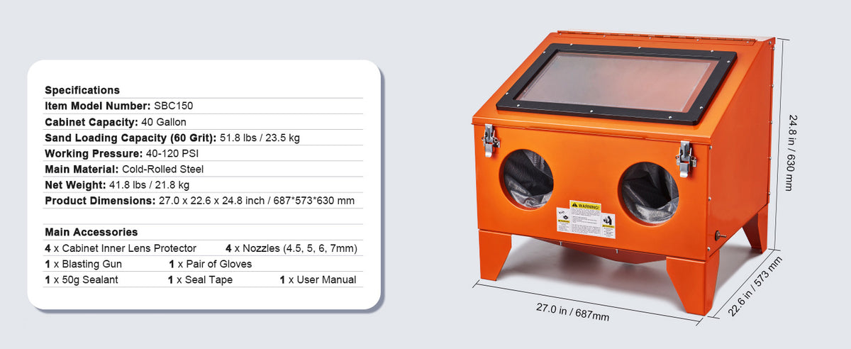 Succebuy 25/40/60 Gallon Sandblasting Cabinet Benchtop Sand