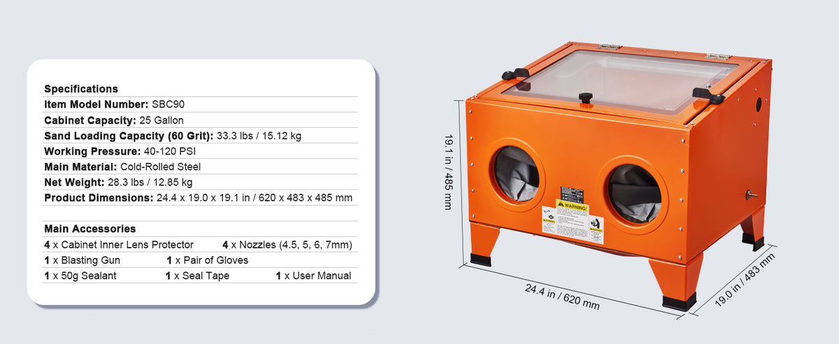 Succebuy 25/40/60 Gallon Sandblasting Cabinet Benchtop Sand