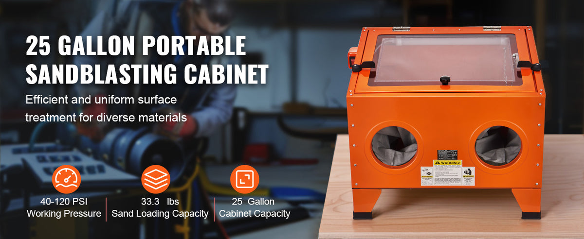 Succebuy 25/40/60 Gallon Sandblasting Cabinet Benchtop Sand