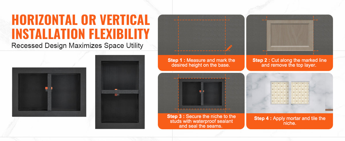 Succebuy Shower Niche Ready Tile Shelf Organizer Corners