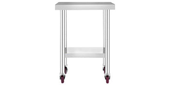 Succebuy Stainless Steel Prep Table Caster Wheels Backsplash
