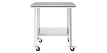 Succebuy Stainless Steel Prep Table Caster Wheels Backsplash