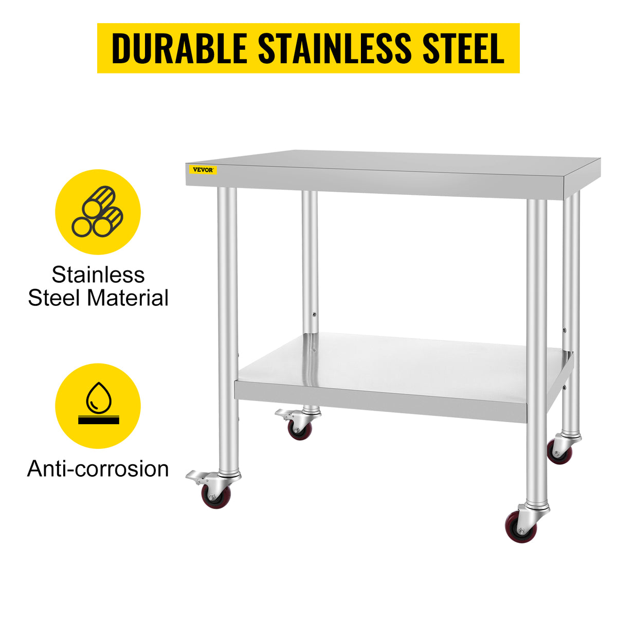 Succebuy Stainless Steel Prep Table Caster Wheels &