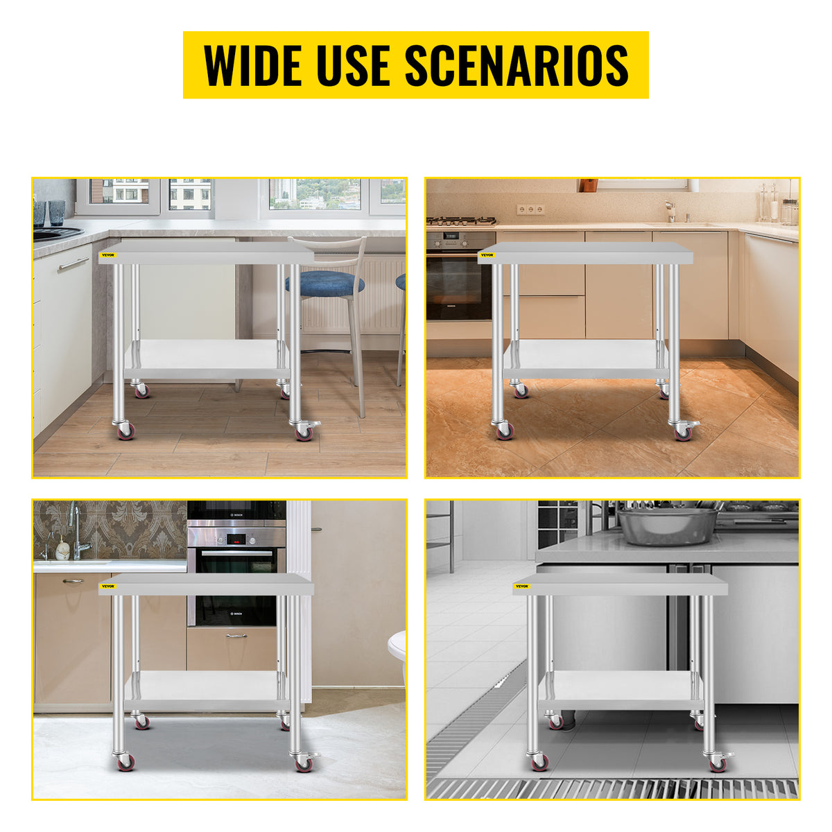 Succebuy Stainless Steel Prep Table Caster Wheels &