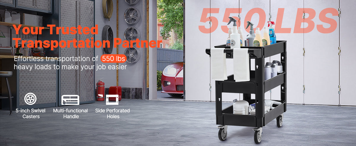 Succebuy 2/3 Shelf Utility Service Cart Dolly 360