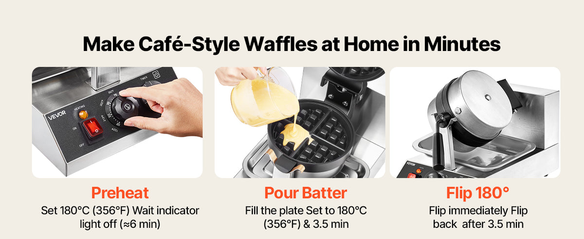 Succebuy Electric Waffle Maker Stainless Steel Round Waffle