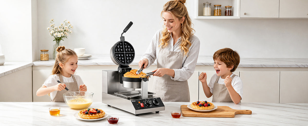 Succebuy Electric Waffle Maker Stainless Steel Round Waffle