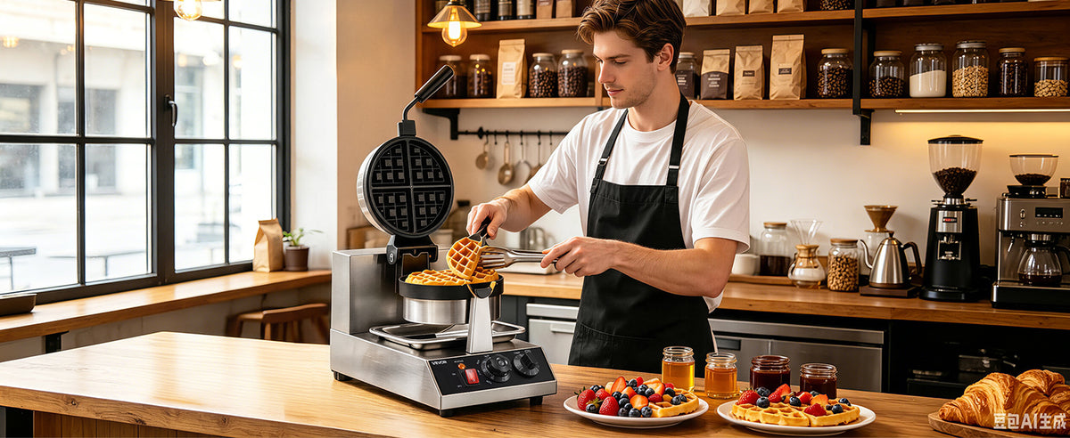 Succebuy Electric Waffle Maker Stainless Steel Round Waffle